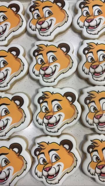 Custom cookies of a school's tiger mascot, made for a fourth-grade class.